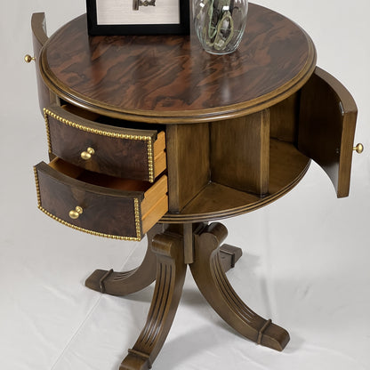 Round Side Table with Drawers and Cabinets