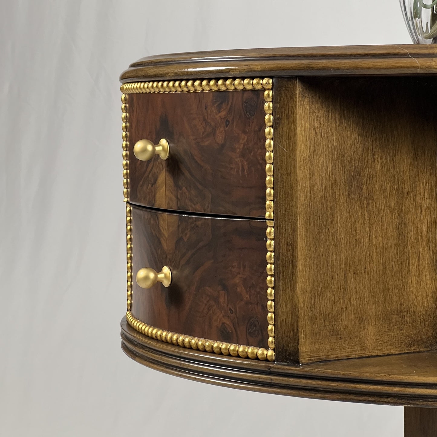 Round Side Table with Drawers and Cabinets