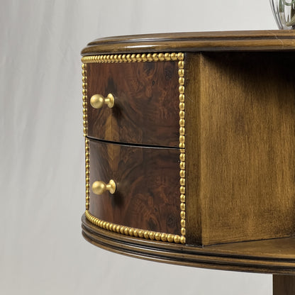 Round Side Table with Drawers and Cabinets