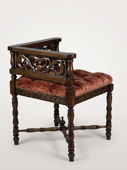 Carved Corner Bench Set, 2 Pieces