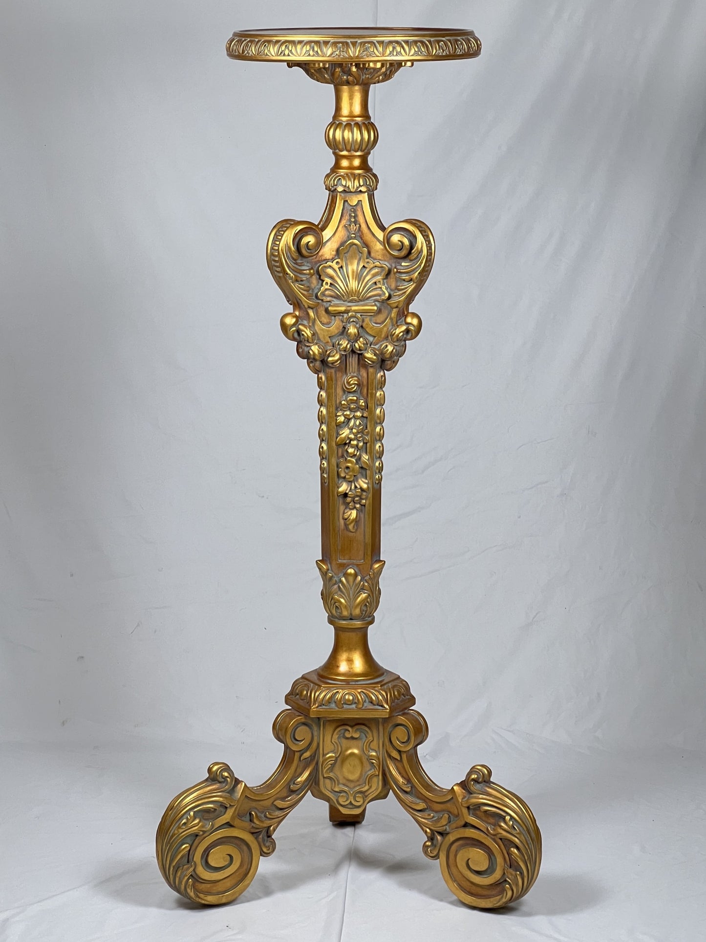 Carved Pedestal Stand - Gilt Finish