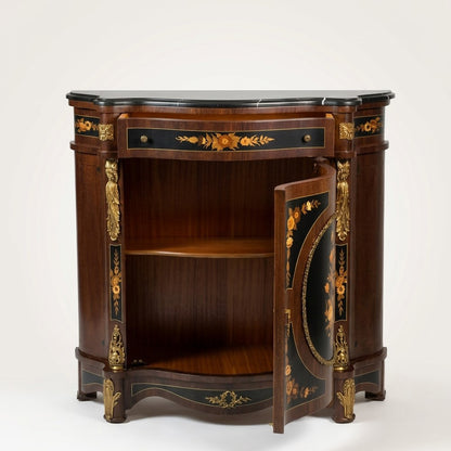 Marquetry Side Cabinet with Marble Top